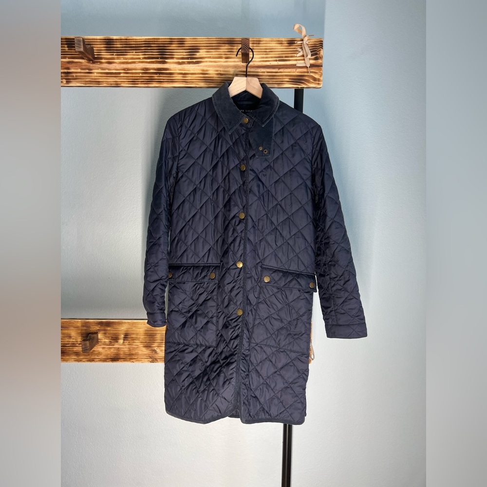 Women’s Ralph Lauren Quilted Coat in RL Navy